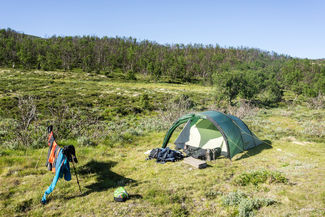Camp vor dem Aufstieg durch Dørålsglupen